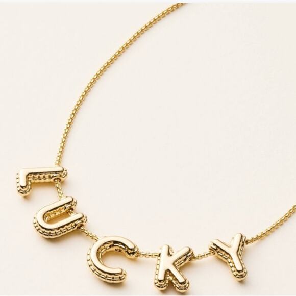 Kate Spade Bubble chain Gold Necklace with 'LUCKY' Pendant NWT - Picture 3 of 3